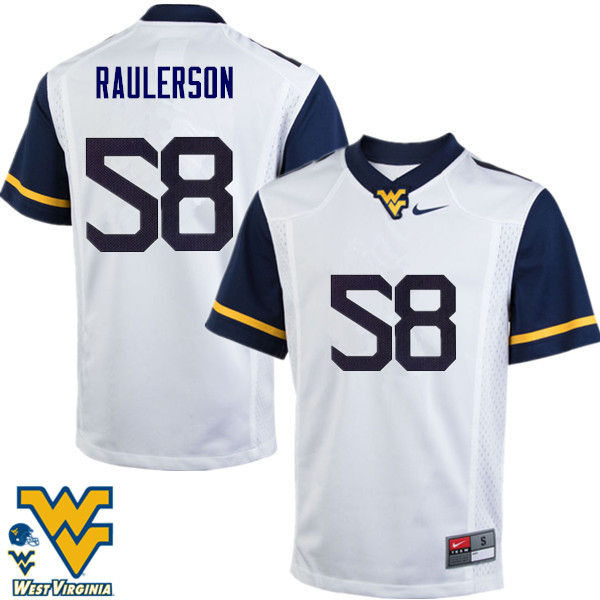 Men #58 Ray Raulerson West Virginia Mountaineers College Football Jerseys-White